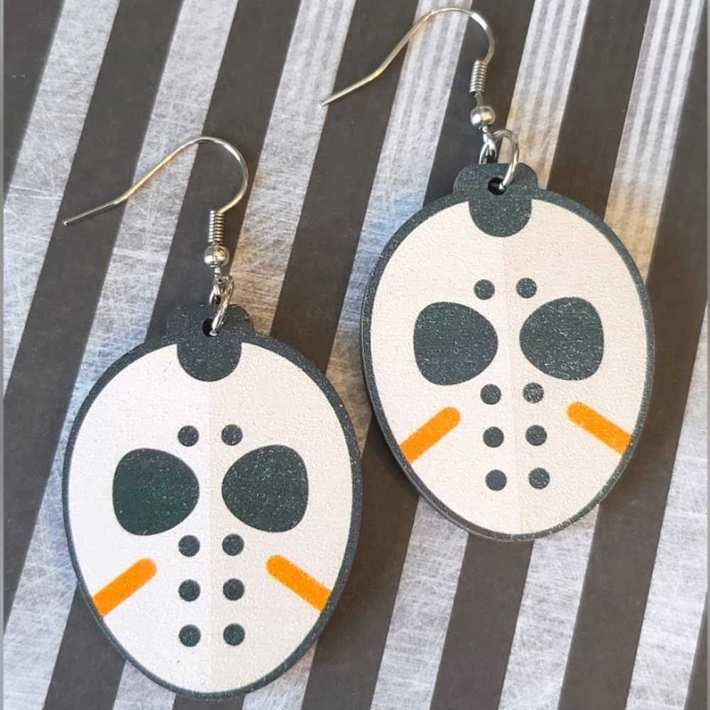 Hockey Mask Earrings - Picture 1 of 2
